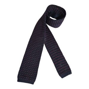 LIBERO Blue Polka Dot Knit Cotton DESIGNER Slim Tie ITALY